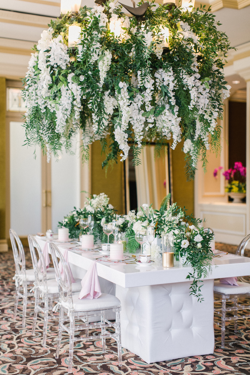 hanging greens over tea party