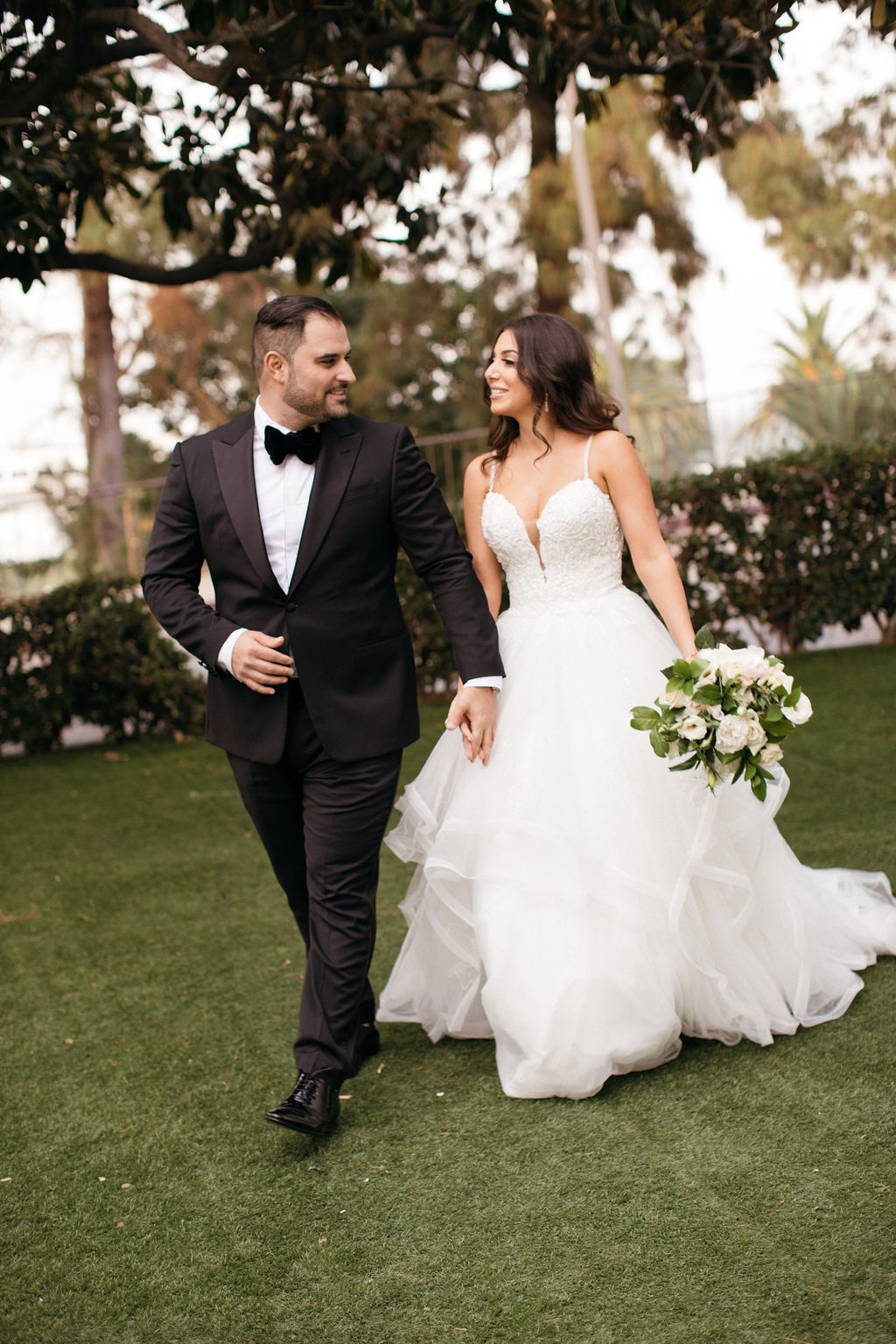 bride and groom walking