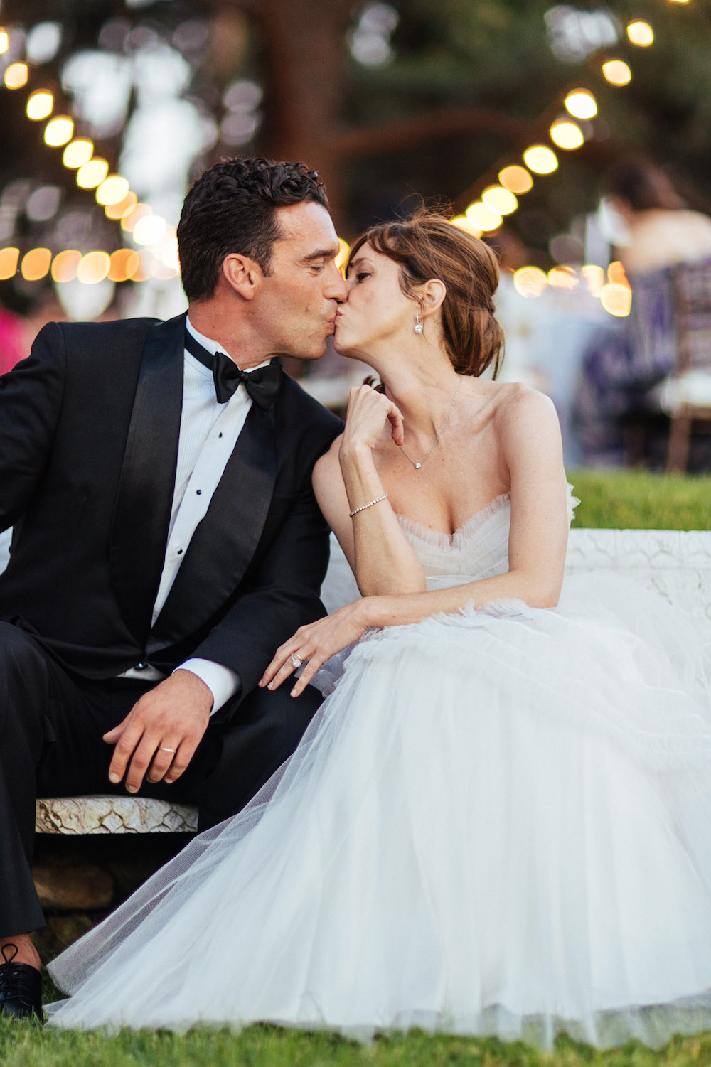 bride and groom kiss